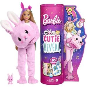 Barbie Cutie Reveal 10 Surprises Toy Pet & Posable Doll inside